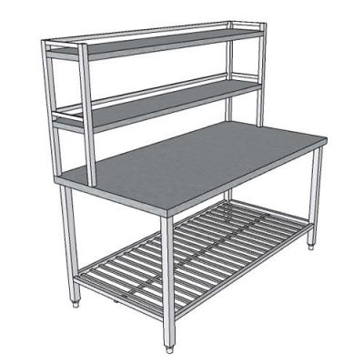 Bàn sơ chế có kệ trên 2 tầng 1600×800 mm