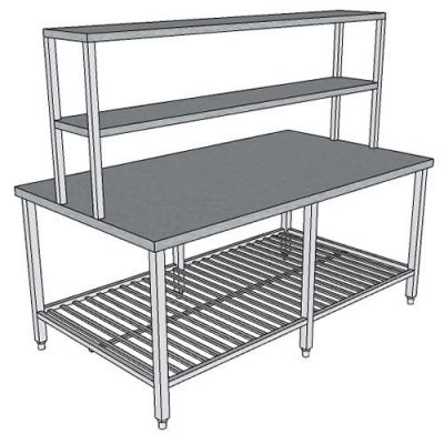 Bàn sơ chế có kệ trên 2 tầng 1800×1000 mm